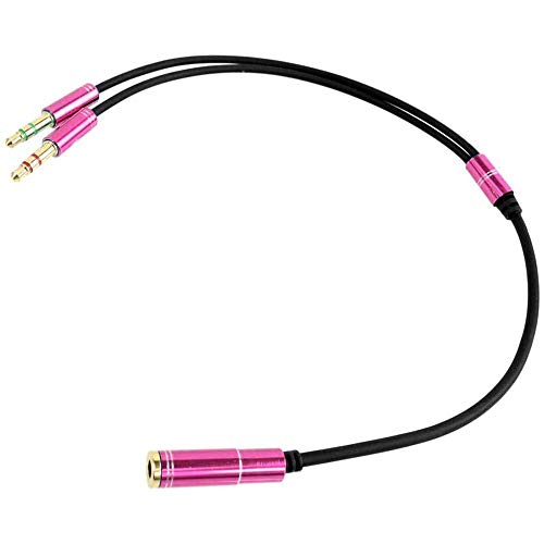 3.5mm Headphone Splitter Adapter Female to 2X 3.5 mm Male Converter Cable Headphone Mic Audio Y Splitter Cable Smartphone Headset to PC Adapter –for Microphone with 4 Pin (Pink) - color: Pink