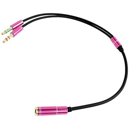 3.5mm Headphone Splitter Adapter Female to 2X 3.5 mm Male Converter Cable Headphone Mic Audio Y Splitter Cable Smartphone Headset to PC Adapter –for Microphone with 4 Pin (Pink) - color: Pink