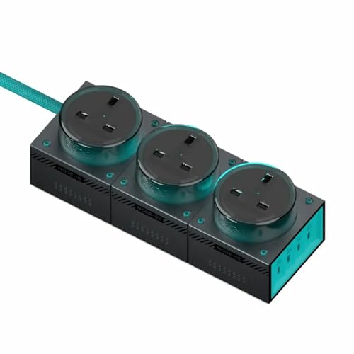 GENKI Moonbase 240W GaN Desktop Charger, Power Strip 7-Port Power Hub with 3 AC Outlets & 4 USB-C Ports (140W Max), Compact Design for Laptop/MacBook/Phone/Gaming Devices (Darkside) - color: Darkside