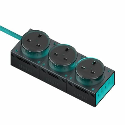 GENKI Moonbase 240W GaN Desktop Charger, Power Strip 7-Port Power Hub with 3 AC Outlets & 4 USB-C Ports (140W Max), Compact Design for Laptop/MacBook/Phone/Gaming Devices (Darkside) - color: Darkside