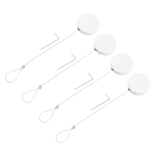 MECCANIXITY 3.3ft Retractable Cable Lock with Latch Remote Control Security Lock with Adjustable Cord Tether Anti Theft for Laptop, TV, 150 G, White, 4 Pack - color: White