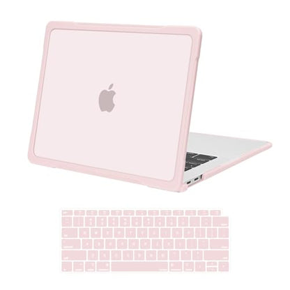MOSISO Compatible with MacBook Air 13 inch Case M1 2018-2021, Chalk Pink | Reduces-Fingerprints with Soft TPU Bumper Shell&Keyboard Cover for MacBook Air 13.3 M1, 2021 2020 2019 2018 A2337 A2179 A1932 - color: Chalk Pink