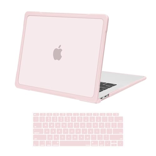 MOSISO Compatible with MacBook Air 13 inch Case M1 2018-2021, Chalk Pink | Reduces-Fingerprints with Soft TPU Bumper Shell&Keyboard Cover for MacBook Air 13.3 M1, 2021 2020 2019 2018 A2337 A2179 A1932 - color: Chalk Pink