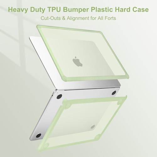 MOSISO Compatible with MacBook Air 15 inch Case M5 2026 M4 M3 M2 2025-2023 | A3448 A3241 A3114 A2941,Anti-Cracking,Heavy Duty Shock-Absorbing Hard Shell Case with TPU Bumper&Keyboard Cover, Sage Green - color: Sage Green