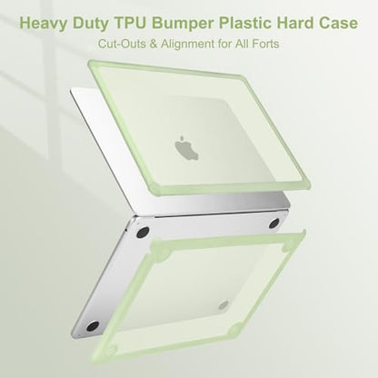 MOSISO Compatible with MacBook Air 15 inch Case M5 2026 M4 M3 M2 2025-2023 | A3448 A3241 A3114 A2941,Anti-Cracking,Heavy Duty Shock-Absorbing Hard Shell Case with TPU Bumper&Keyboard Cover, Sage Green - color: Sage Green