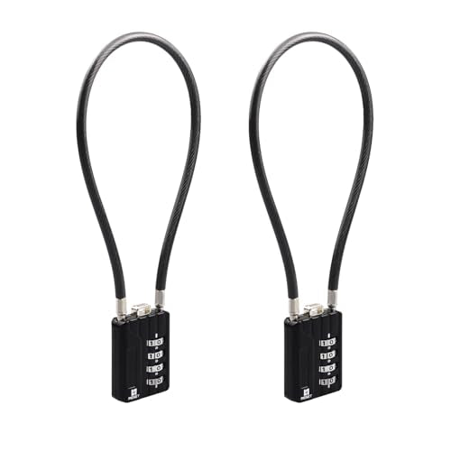 RESET-201 4 Digit Combination Padlock, 12 in 5mm Flexible Cable, 2 Pack | 12 in 30cm flexible 5mm cable for trash cans, lockers, helmets and storage boxes. Light-duty 4 digit lock. - size: 30cm(12 inch)Cable