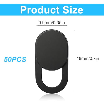 50 PCS Webcam Cover Slide Black Phone Camera Covers, 0.023 Inch Ultra-Thin Universal Laptop Camera Cover Slide Webcam Protects Your Privacy & Security for Laptop, Desktop, Smartphone, Cell Phone