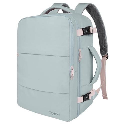 Taygeer Carry On Backpack for Women, TSA Approved Personal Item Backpack | Cute Daypack with 17.3 inch Laptop Compartment for Hiking Outdoor, Underseat Travel Bag with Multiple Pockets, Powder Blue - color: Powderblue, size: X-Large