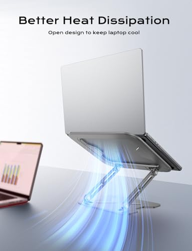JCZT Adjustable Laptop Stand for Desk, Portable Laptop Riser Holder Foldable, Metal Ergonomic Computer Notebook Stand Holder for MacBook Air Pro, Dell, HP 10-16'' White - color: White