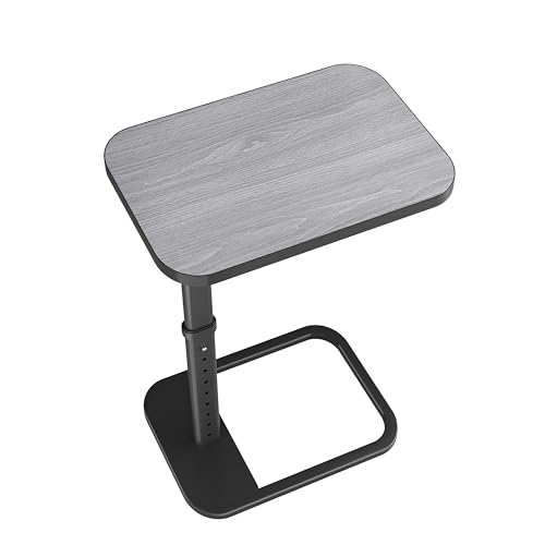 Kitstorack TV Tray Table, Adjustable Height & Rounded Metal Corners, Snack Table for Couch, Sofa, Bed, Chair, Living Room, C Shaped End Side Table for Eating, Dinner or Laptop, Small Spaces, Dark Gray - color: Dark Gray, style: Standard