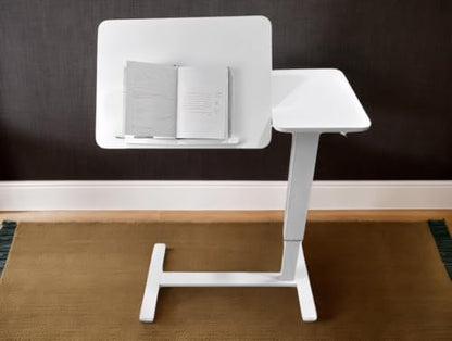 Foldable Bedside Table, Height Adjustable Overbed Bedside Desk Mobile Rolling Laptop Stand Tilting Sofa Side Table with Wheels, Folding Tray Tables for Laptop Bed Couch, Gift for Family, White - color: White