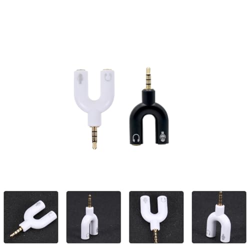 2pcs Audio Converter Y Jack Adapter Male to Dual Female Port Headphone Splitter Compatible with Phone Laptop Tablet for Headset Microphone Recording