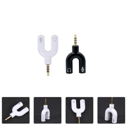 2pcs Audio Converter Y Jack Adapter Male to Dual Female Port Headphone Splitter Compatible with Phone Laptop Tablet for Headset Microphone Recording