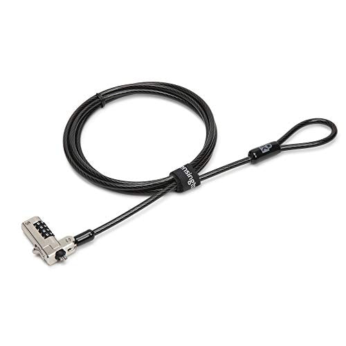 Kensington N17 Combination Laptop Lock for Wedge Shaped Lock Slots with Tough Lock Head & Carbon Steel Cut-Resistant Cable - Dell Laptop Lock & Alienware Laptop Lock (K68008EU), Black/Silver - style: N17 Bomination