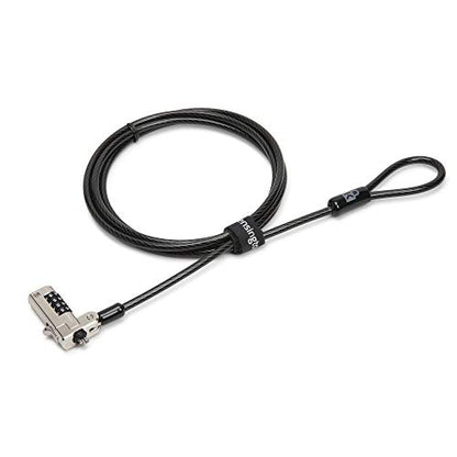 Kensington N17 Combination Laptop Lock for Wedge Shaped Lock Slots with Tough Lock Head & Carbon Steel Cut-Resistant Cable - Dell Laptop Lock & Alienware Laptop Lock (K68008EU), Black/Silver - style: N17 Bomination