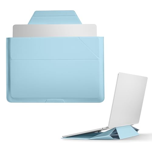 MOFT Laptop Carry Sleeve, 2-in-1 Laptop Bag & Stand for 16" MacBook Air/Pro & Dell/HP/Lenovo/Asus, Stylish Slim Computer Sleeve Bag with Expandable Storage for Computer Accessories, Soothing Mist - color: Soothing Mist, size: 16 Inch