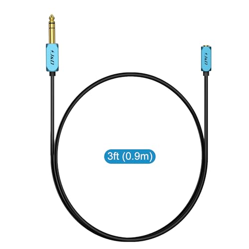 J&D 1/4 inch to 3.5 mm Headphone Adapter, 3.5 mm 1/8 inch TRS Female to 6.35 mm TRS Male Stereo Audio Extension Cable with Heavy Duty Aluminum Alloy Shell, 3 Feet - size: 3 Feet