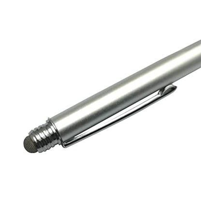 BoxWave Stylus Pen Compatible with TEAMSable Android POS Terminal (7 in) - DualTip Capacitive Stylus, Fiber Tip Disc Tip Capacitive Stylus Pen - Metallic Silver