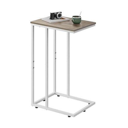 WLIVE Side Table, C Shaped End Table for Couch, Sofa and Bed, Large Desktop C Table for Living Room, Bedroom, Bedside, Creamy Greige - color: Greige