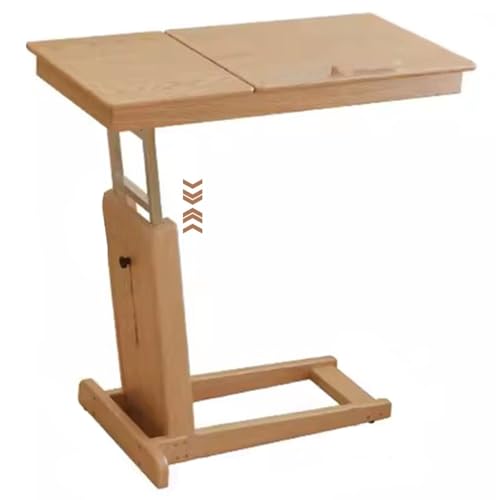 Adjustable Height Standing Desk Bedside Lifting Stand Up Desk, Tiltable Desktop Sofa Side Table, Laptop Table with Locking Wheels, Reversible and Foldable Workbench(Primary Color) - color: Primary Color