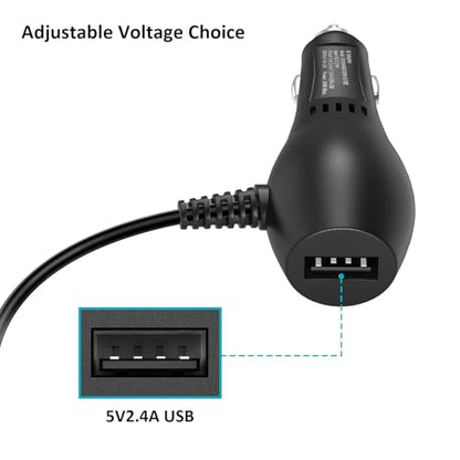 Powseed 34W 3V 4.5V 5V 6V 7.5V 9V 12V DC Car Charger with 10 Tips and USB | Cigarette Lighter Adapter Power Supply Cord for Portable DVD Player Dash cam Breast Pump Speaker Micro USB Car Adapter