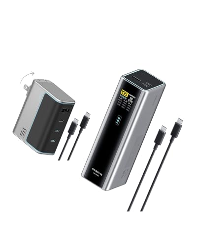 CUKTECH 15 Ultra 20000mAh 140W Power Bank+140W 4-Port USB C Laptop Charger, PD3.1 Fast Charging Battery Pack with Smart Display, Compatible with iPhone 16/15/14/13, Samsung, MacBook, Dell, etc