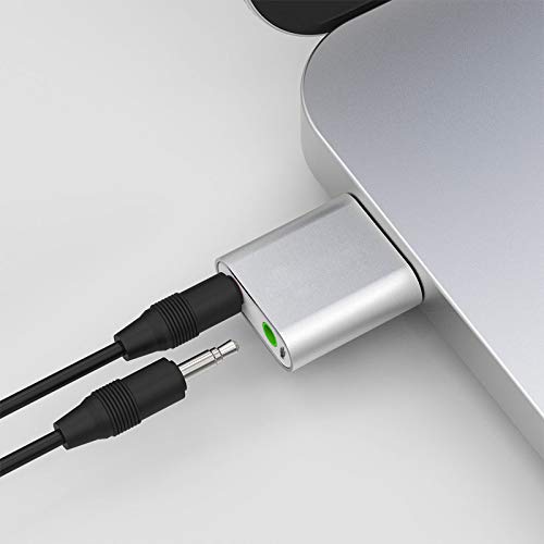USB Audio Adapter with 3.5mm Speaker/Headphone and Microphone Jacks, Plug and Play, No External Drivers, Campatible with Windows, Mac, Linux and Chromebook