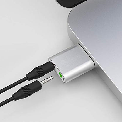 USB Audio Adapter with 3.5mm Speaker/Headphone and Microphone Jacks, Plug and Play, No External Drivers, Campatible with Windows, Mac, Linux and Chromebook