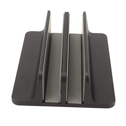 flexman Vertical Laptop Stand Holder, Double Dock Cooling Aluminum Alloy Desktop Stand Holder with Silicone Protective Pad for Computers, Tablets, Books Storage