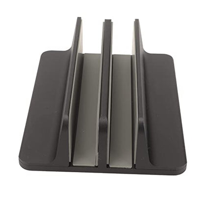 flexman Vertical Laptop Stand Holder, Double Dock Cooling Aluminum Alloy Desktop Stand Holder with Silicone Protective Pad for Computers, Tablets, Books Storage