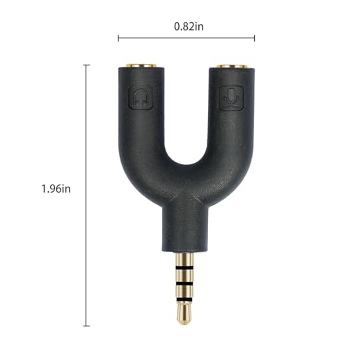 2-Pack 3.5mm TRRS Splitter Cable 1 Male to 2 Female Headphone and Microphone Adapter for Laptops Tablets Gaming Headsets