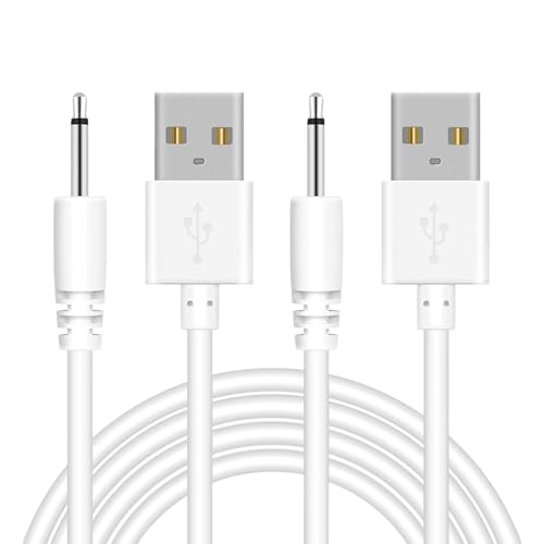2.5mm DC Charging Cable, Fast Charging USB Cable, Compatible with Beauty Instrument Massager USB Charger Cords - 2 Pack - color: white 1
