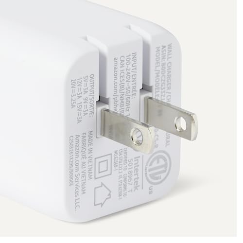 Amazon Basics 65W Fast Charging USB-C Nano GaN Wall Charger, 1-Port PD 3.1 for Laptops, Tablets, Phones, White - color: White, style: 65 W One Port