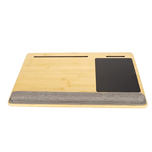Bamboo Top Lap Desk with Pillow Cushion, Ergonomic Design Laptop Desk for Reading and Writing, Lightweight and Portable