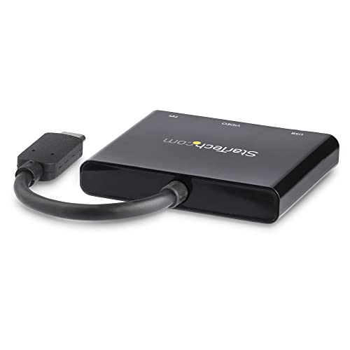 StarTech USB-C to HDMI Adapter, 4K 30Hz, Thunderbolt 3, USB 3.0, 60W PD | USB-C adapter converter, Backed for 3 years, Free lifetime 24/5 multilingual tech support, Compact for IT pros - style: 60W Power Delivery | 1x USB-A 3.0 | HDMI