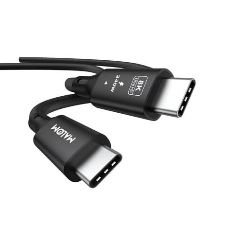 MALOM USB4.0, 40Gbps for Thunderbolt 4 Cable, 240W Charging, 8K@60Hz, 4K@144Hz, USB C Display Cable, USB4 for iPhone 16/15 Series, MacBook Air, Samsung (Black, 1.8M (6FT)) - color: Black, size: 1.8M (6FT)