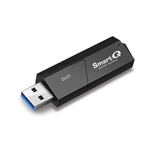 SmartQ C307 DUO SD Card Reader Portable USB 3.0 Flash Memory Card Adapter Hub for SD, Micro SD, SDXC, SDHC, MMC, Micro SDXC, Micro SDHC, UHS-I for Mac, Windows, Linux, Chrome, PC, Laptop, Switch (Duo) - size: Duo