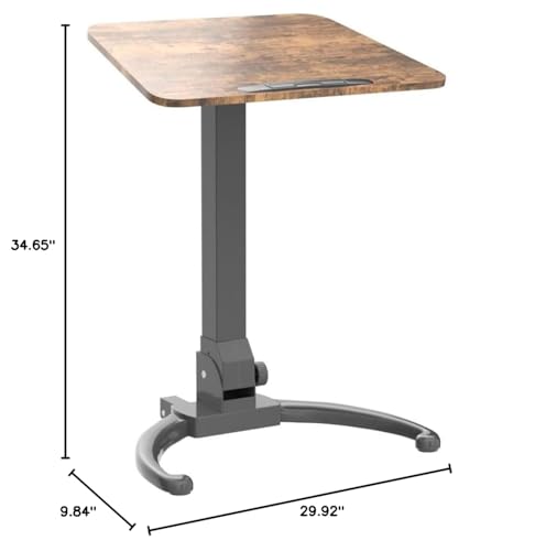 JOY worker Foldable Rolling Standing Desk, 90° Tilt Sit Stand Portable Desk | Dark Walnut MDF Desktop, Height Adjustable, Collapsible Low Base with Hidden Wheels, Non-Slip Bar, Holds 22lbs, Home Office - color: Rustic Brown, size: Height Range:29.9-44.9"