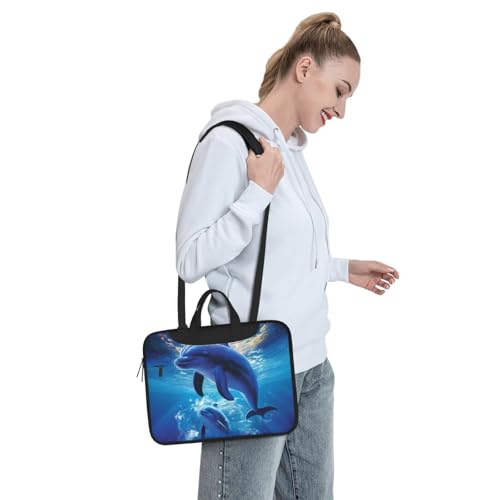 Cute Dolphins Laptop Bag for Women Computer Bag Shoulder Laptop Sleeve Business Work Briefcase - size: 15.6 inch