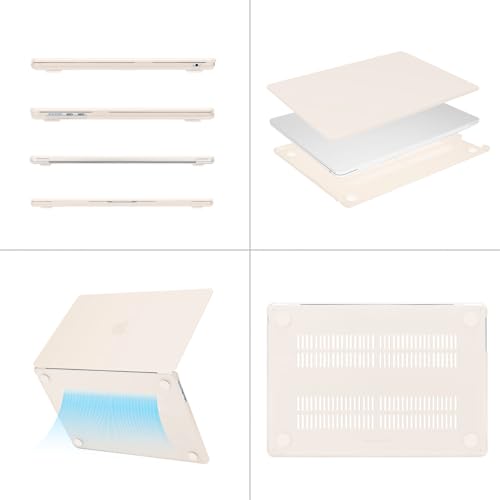 MOSISO Compatible with MacBook Air 15 inch Case M5 2026 M4 M3 M2 2025-2023 | A3448 A3241 A3114 A2941, Scratch-Resistant Protective Hard Shell Case&Keyboard Cover&ScreenFilm&Pouch, Beige - color: Beige