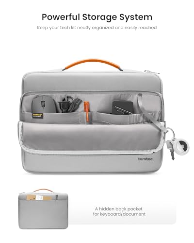 tomtoc 360° Protective Laptop Case for 13.5-14.4 Inch Surface Laptop Studio | Water-Resistant Laptop Bag Fits Surface Laptop 6/5/Studio 2/1, Acer Swift 14, ASUS Zenbook/Chromebook 14, HP EliteBook 14 - color: Gray, size: 13.5-14.4 Inch