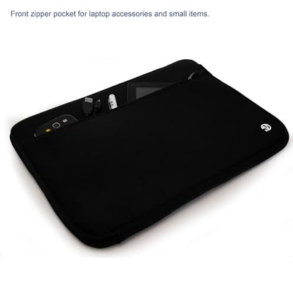 Neoprene Laptop Sleeve for 13 13.3 Inch Devices, Dual Zipper Shock Resistant Computer Pouch, Water Resistant and Lightweight Protective Bag for Men and Women - color: Black