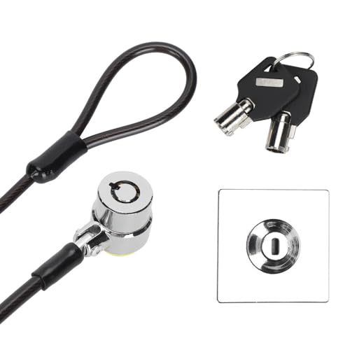 2m Galvanized Steel Laptop Cable Lock - Universal Security Anti Theft Cable with 180° Rotating Head and Keys for Most Laptops & Projectors