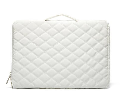 Kinmac White Quilted 360° Protective Laptop Sleeve with Handle, Front Pocket (12 inch-13.3 inch) - color: White Quilted, size: 12 inch-13.3 inch