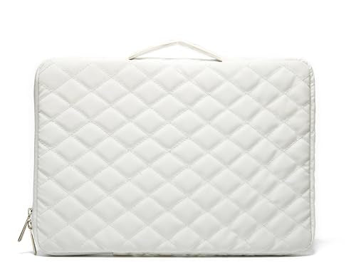 Kinmac White Quilted 360° Protective Laptop Sleeve with Handle, Front Pocket (12 inch-13.3 inch) - color: White Quilted, size: 12 inch-13.3 inch