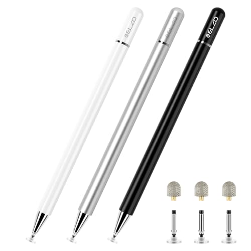 ELZO Stylus Pens for Touch Screen, 2 in 1 Universal Stylus, High Sensitivity Surface Pen with Extra 6 Tips, for All Tablet Touch Screens iPhone iPad Pro Android Tablets Chromebook