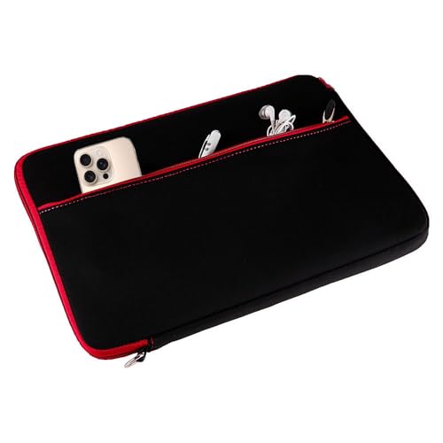 13 Inch Laptop Carrying Sleeve Neoprene Water Resistant Bag with Accessories Pocket-Compatible with AirBook 13 (Red) - color: Black/Red
