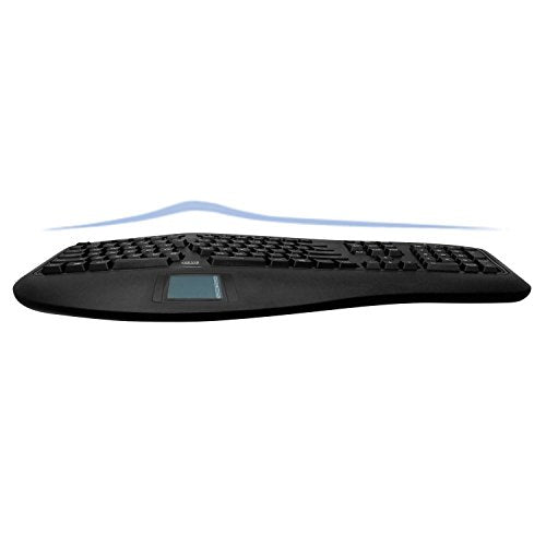 Adesso AKB-450UB - Ergonomic Keyboard with Built-in Touchpad, Wired USB, Multimedia Hotkeys, Split Keys Design, Built-in Palm Rest for Comfort - Compatible for PC