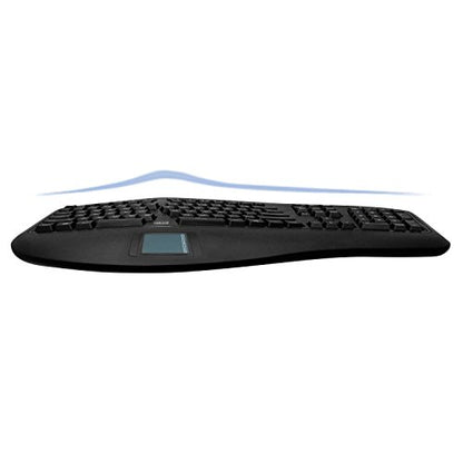 Adesso AKB-450UB - Ergonomic Keyboard with Built-in Touchpad, Wired USB, Multimedia Hotkeys, Split Keys Design, Built-in Palm Rest for Comfort - Compatible for PC