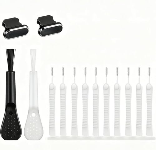 1 Set Professional Charging Port Cleaning Kit Electronic Cleaner, Black | Black Multi-Function Electronic Cleaning Kit, Charging Port Brush And USB C Dust Plug For Phones, Laptops And Earphones